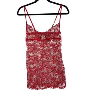 New La Perla Size 1 XSmall Red Lace Chemise Slip Dress Cut Out Spaghetti Straps